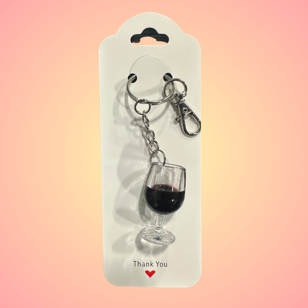 Wine Glass Keychain & Ring